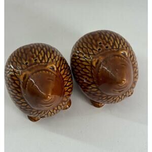 Hedgehog Salt & Pepper Shaker Set Ceramic Boho Hippie Retro Adorable